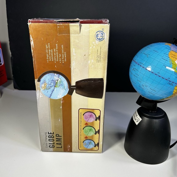 Color Shift LED World Globe Lamp 9.5" Map Night Light w/ Base Tested Working. - Picture 3 of 11